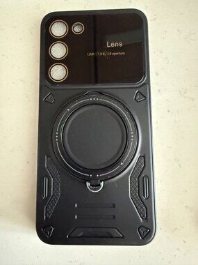 Black Galaxy S23+ Protective Case With Ring Holder & Camera Lens Guard Durable &